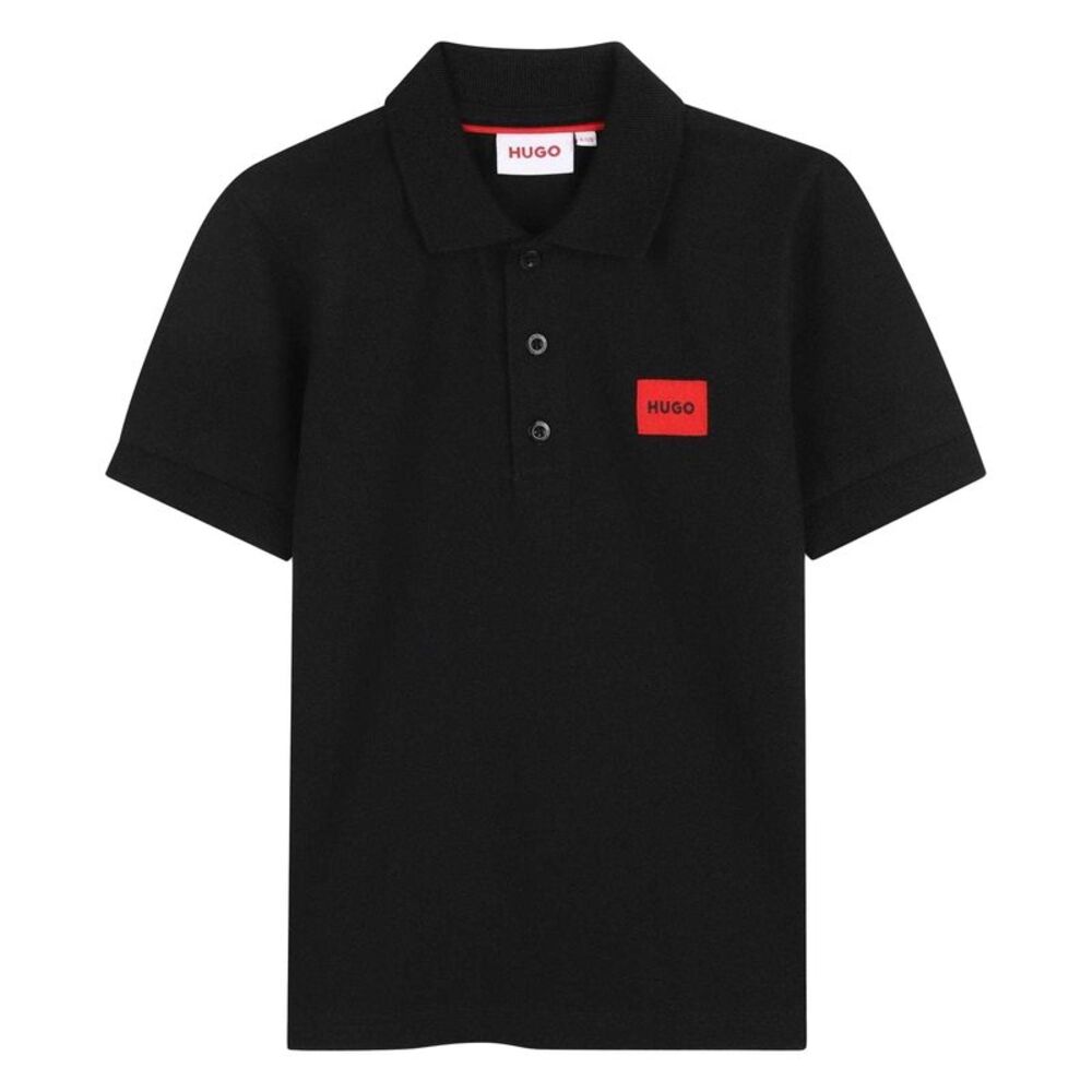 Hugo Childrens/Kids Logo Short-Sleeved Polo Shirt / Black